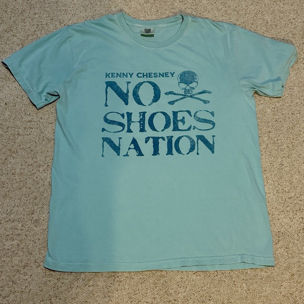 Kenny Chesney No Shoes Nation A Little Messed Up But Alright T Shirt Aqua Mens L
